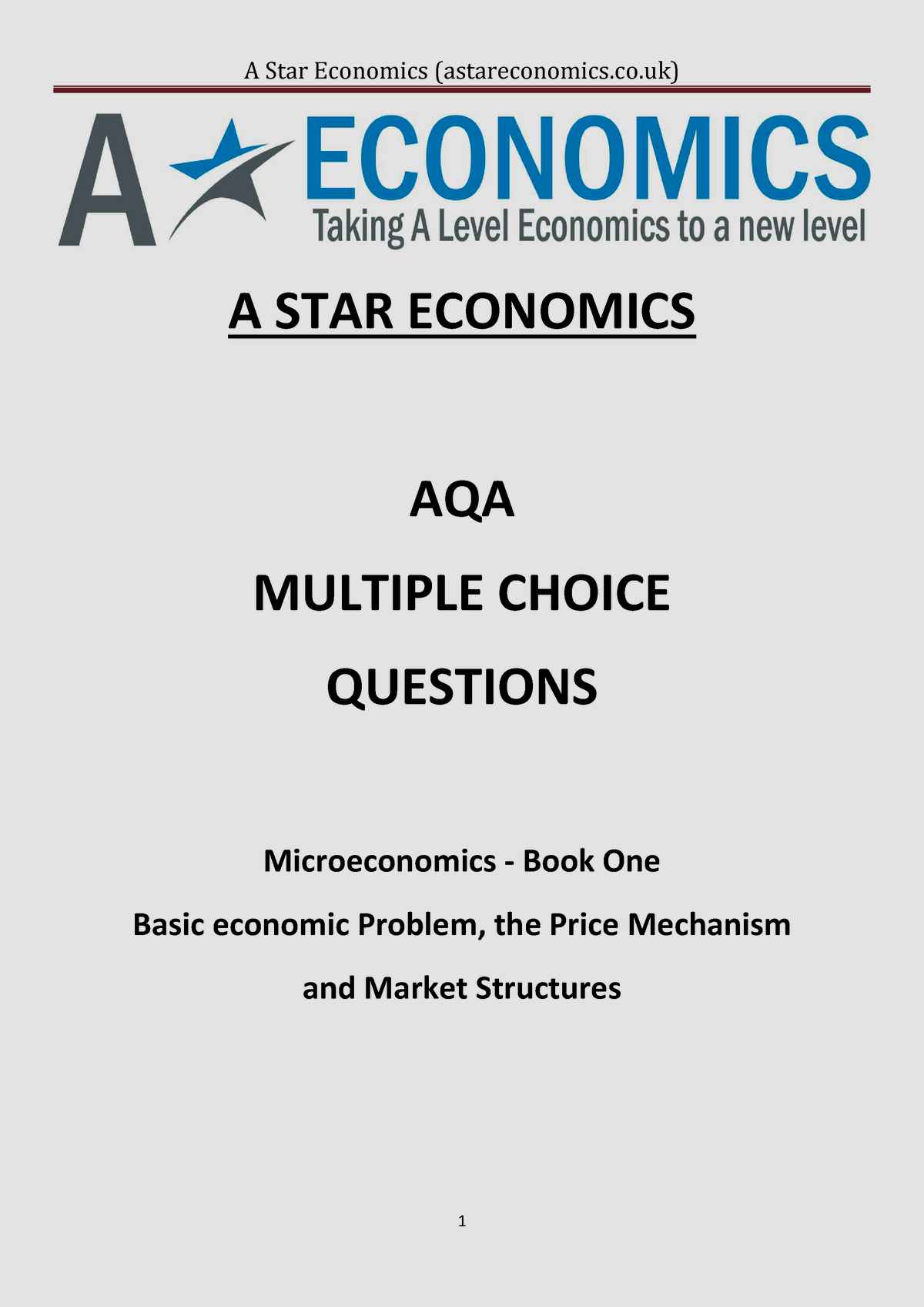 AQA MCQ Microeconomics Book 1 on E-Book.business
